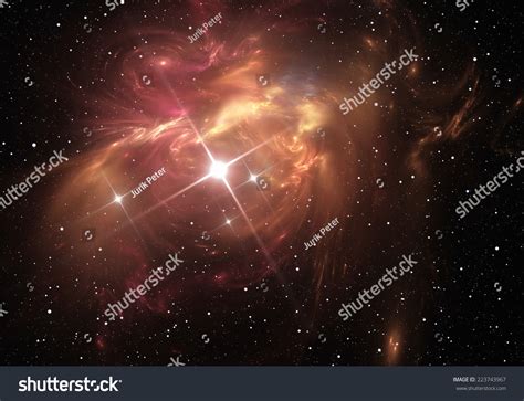 Supernova Explosion With Nebula In The Background Stock Photo 223743967