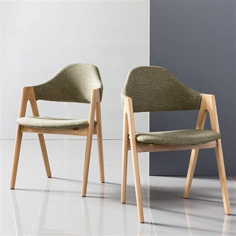 Solid Oak Nestor Sage Green Fabric Dining Chair