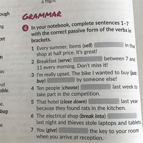 In Your Notebook Complete Sentences 1-10 With The Kitchen - In your notebook, complete sentences 1-7 with the correct passive form