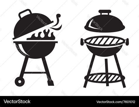 Black Bbq Grill Icons Royalty Free Vector Image