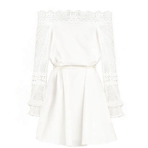 Lace Crochet Off The Shoulder Dress By New Revival Long Sleeve Lace Dress White Long Sleeve