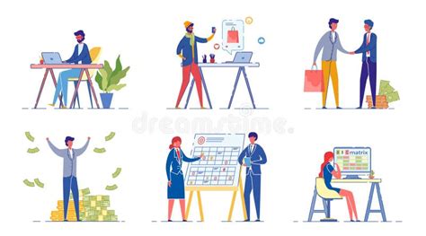 Working Set Flat Cartoon Vector Illustrations Stock Illustrations 825