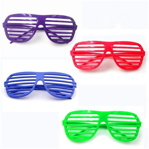 party shutter shading glasses，neon color shutter glasses 80 s party slotted sunglasses retro