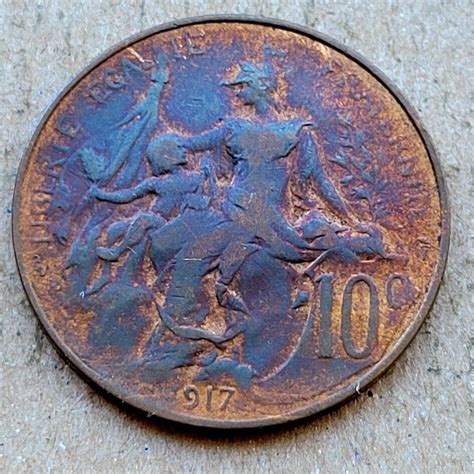 1917 France 10 Centimes Km 843 Bronze Ebay