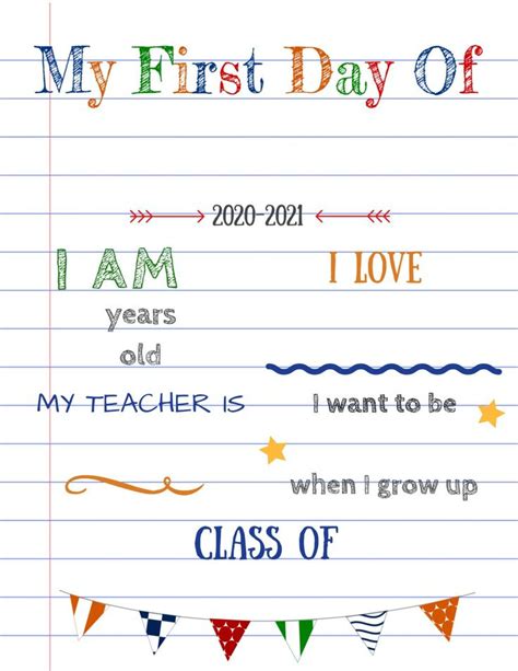 Free Printable Templates For 1st Day Of School Signs

