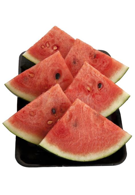 Watermelon Split Slide Yummy Fresh Summer Fruit Sweet Dessert Stock