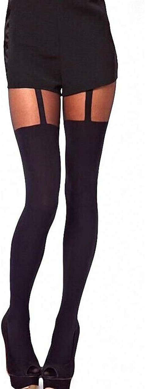 dawery womens new black fake garter belt thigh high stockings over the knee summer