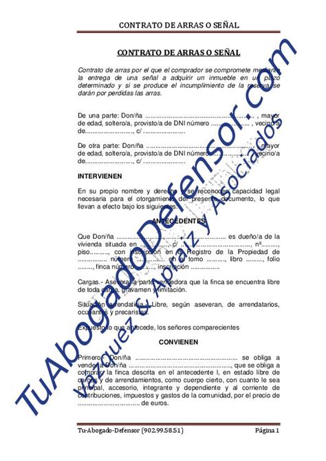 Modelo De Contrato De Arras Penitenciales