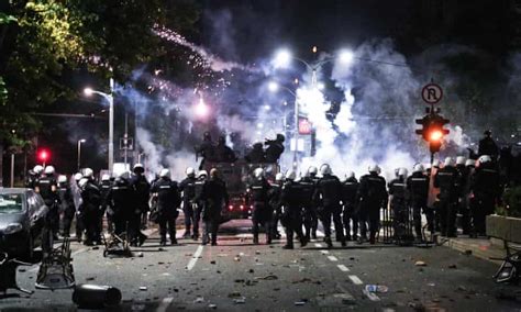 Violence At Belgrade Protest Over Governments Handling Of Lockdown
