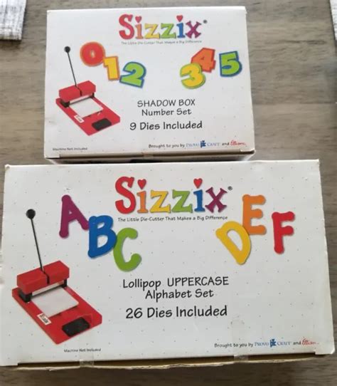 New Lot Of 2 Sizzix Shadow Box Number Set Lollipop Uppercase