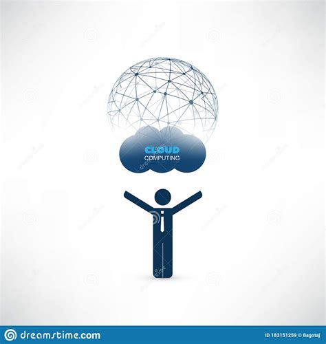 Cloud Computing Design Concept With A Standing Business Man Digital