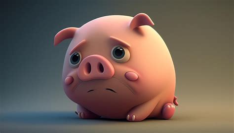 Premium Photo Sad Pig Cartoon Vector Image Ai Generated Art