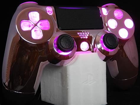 Ps4 Custom Controller Chrome Pink Queen Design Led Pink