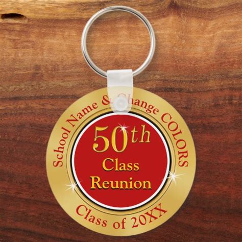 Customizable 50th Class Reunion Keychains Gold Keychain Zazzle