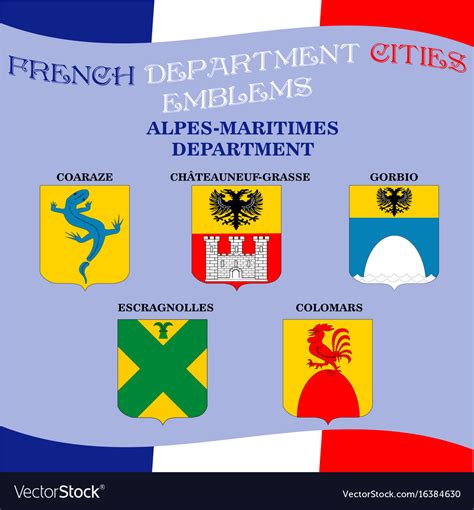 Official Emblems Of Cities French Department Vector Image