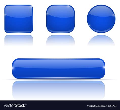 Set Blue Buttons Web Shiny 3d Icons Royalty Free Vector