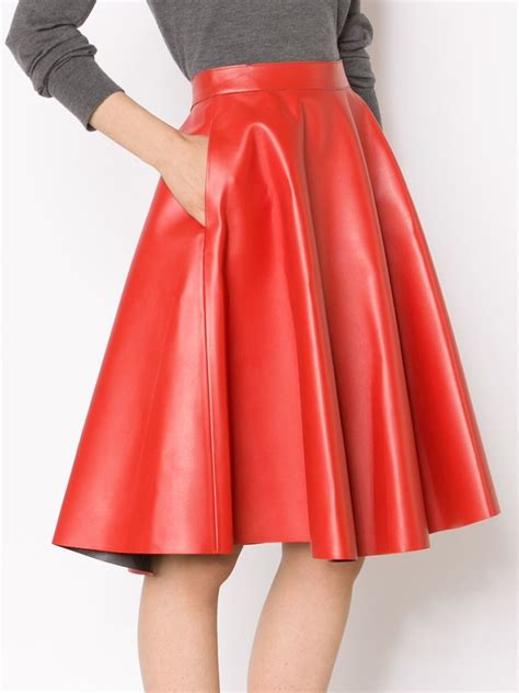 Msgm Faux Leather Skirt In Red Lyst