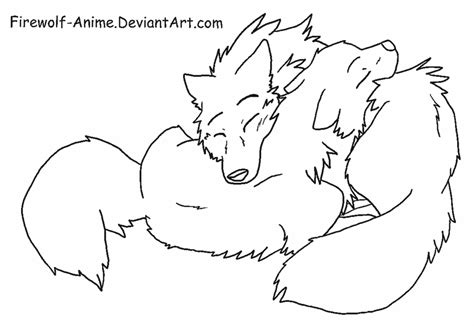 Wolves Snoozin Lineart By Firewolf Anime On Deviantart
