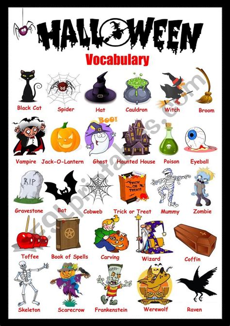 Halloween Vocabulary Esl Worksheet By Solnechnaya
