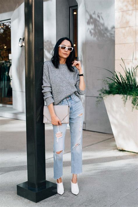 Lilly Beltran Of Daily Craving In Vintage Denim And Oversized Grey