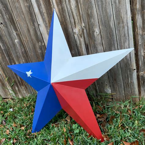 1216243236 Red White And Blue Metal Barn Star Metal Wall Art We