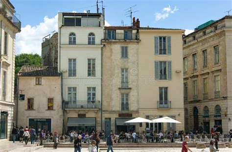 Pavement Cafes And Elegant Town Houses In The Beautiful French City Of
