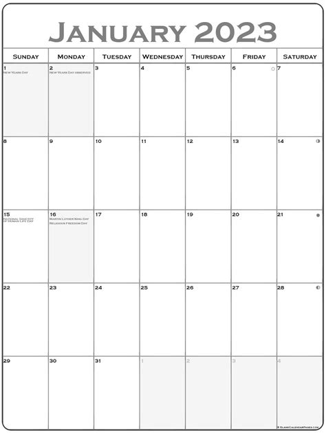 January 2023 Vertical Calendar Portrait From Free Printable Calendars