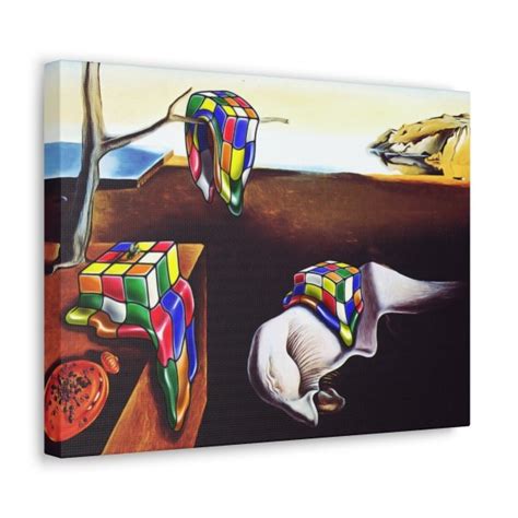 Melting Rubiks Cube Art Salvador Dali Canvas Gallery Wrap Cool
