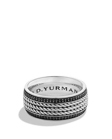 David Yurman Maritime Rope Band Ring With Black Diamonds In Metallic