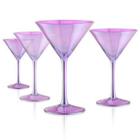 artland 8 oz martini cocktail glasses in purple set of 4 12532b the home depot