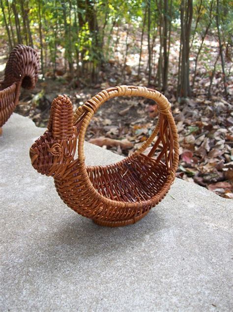 Vintage Baskets Turkey Bunny Squirrel Farmhouse Decor Figural