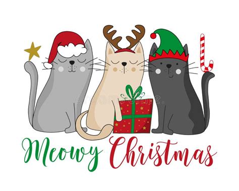 Meowy Christmas And Happy Meow Year Funny Christmas Greeting With