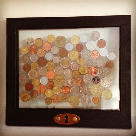 Foreign Currency Coin Money Display Floating Frame Glue Dots To