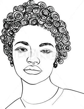 Line Art Woman Face Drawing Black Woman Afro American Female Logo