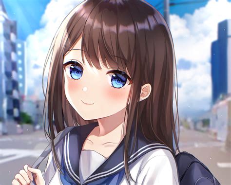 Anime Girl With Brown Hair And Blue Eyes Anime Girl Brown Hair Blue Sexiz Pix