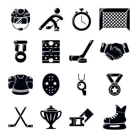 Hockey Icons Set Simple Style 8529981 Vector Art At Vecteezy