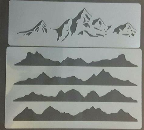Mountain Range Stencil Sheets 5 Designs For Wall Greeting Card