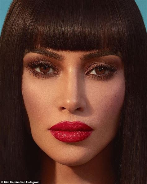 Kim Kardashian Rocks Bold Blunt Bangs And Bright Crimson Lips To