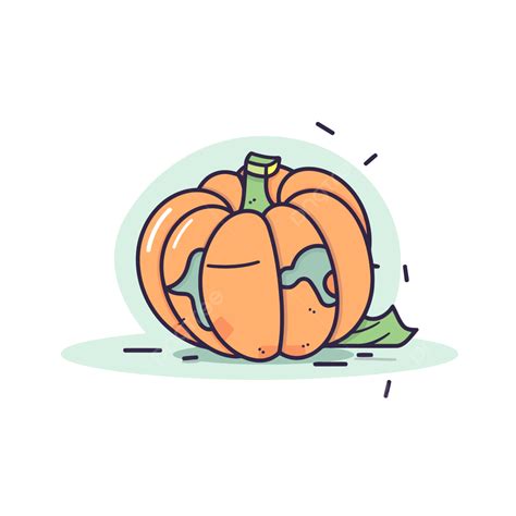 Cartoon Design Of A Broken Pumpkin Vector A Lineal Icon Depicting