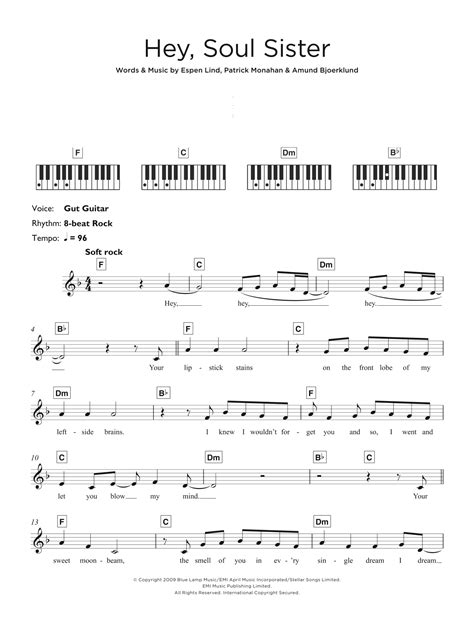 bridge the way you can cut a rug watching you's the only drug i need so gangster, i'm so thug you're the only one i'm dreaming. Hey, Soul Sister Sheet Music | Train | Keyboard (Abridged)