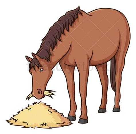 Horse Eating Hay Cartoon Clipart Vector Friendlystock