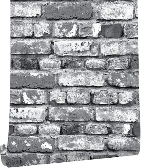 Haokhome 22073 Realistic Faux Brick Wallpaper Blackgreywhite For Home