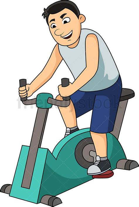 Cartoon brain character lifting dumbbells. Man Working Out With Gym Bike Cartoon Clipart - FriendlyStock