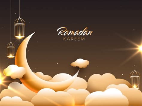 Mes Sagrado Islámico Del Concepto De Ramadan Kareem Con Luna Creciente