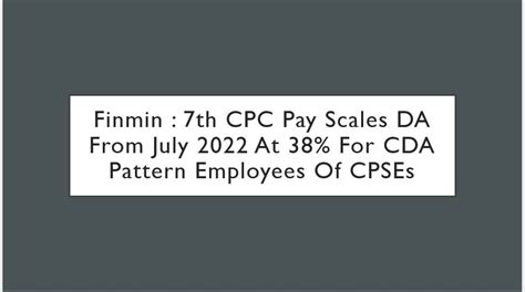 Finmin Th Cpc Pay Scales Da From July At For Cda Pattern Employees Of Cpses