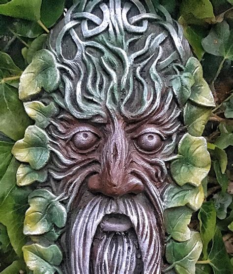 Celtic Green Man Stone Garden Ornament Green Man Sculpture Etsy
