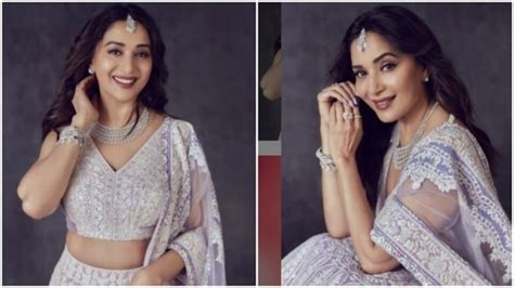 Madhuri Dixit Is A Joy To Behold In This Stunning Lilac Lehenga