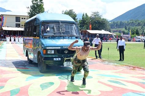 a fresh police recruit displays his talent during attestation cum passing out parade of jandk