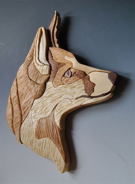 Fox Intarsia Wallhangingwildlife Artfox Wood Sculpture Etsy