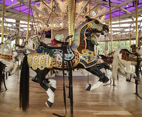 Carved Horses In The Refurbished Looff Carousel In Spokane Washington